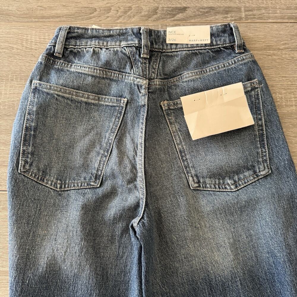 Warp + Weft Wide Leg High Rise Jeans Women's Size 2/26 Blue Denim Relaxed Fit - Picture 5 of 10